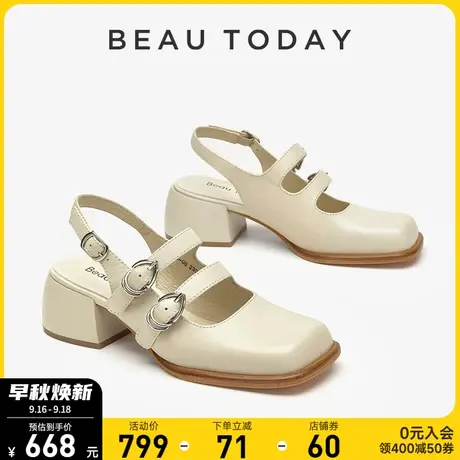 BeauToday玛丽珍凉鞋粗跟女新款时尚BT包头凉鞋女夏季浅口单鞋图片