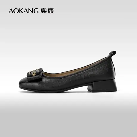 奥康女鞋 2023秋季新款女士时尚套脚浅口休闲鞋纯色方头单鞋女商品大图