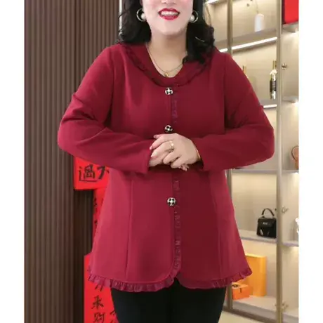 加肥加大码高端女装洋气别致过年装时尚气质加绒保暖修身显瘦上衣商品大图