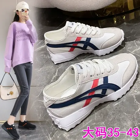 大码小白鞋女41一43春秋单鞋2023新款小蛮腰阿甘鞋网红休闲运动鞋图片