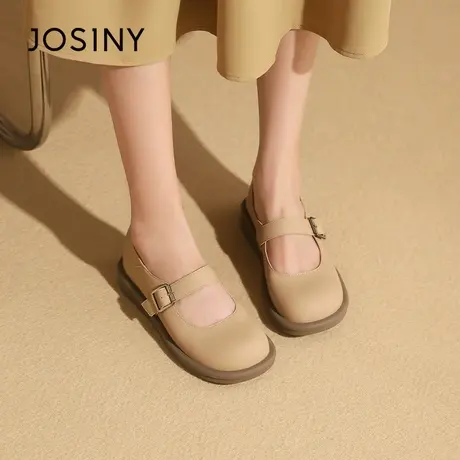 Josiny/卓诗尼玛丽珍女鞋2023夏秋新法式休闲百搭平底浅口小皮鞋商品大图