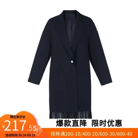 【艾格】2023春季新款小心机网纱拼接甜美风中长款气质风衣外套女商品大图