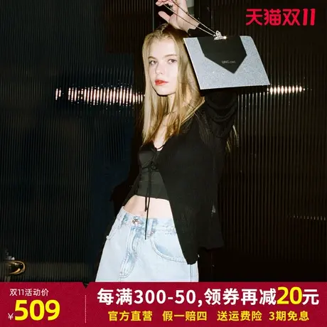 LINC金羽杰2023年秋季新款高腰做旧洗水牛仔短裤女S232DK367Y商品大图