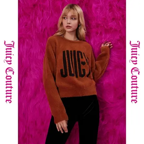 Juicy Couture橘滋秋季装2023年新款美拉德撞色提花圆领毛衣图片