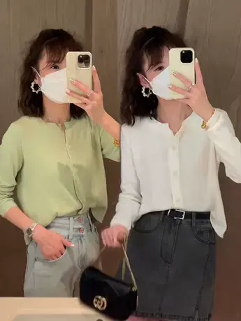 韩风chic长袖打底针织衫女薄款夏季2023新款宽松透气防晒开衫外套商品大图