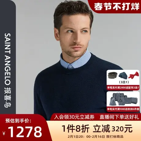 【BABY羊绒】报喜鸟秋季男商务休闲套头保暖羊绒衫直筒圆领针织衫图片