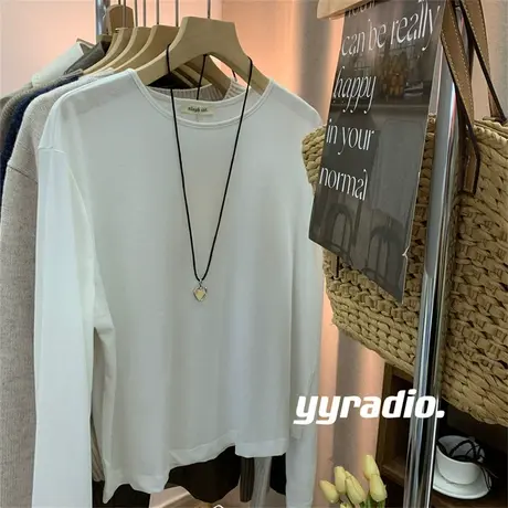 韩国经典基础自留好几件薄款圆领打底衫长袖t恤女秋装可以单穿的图片