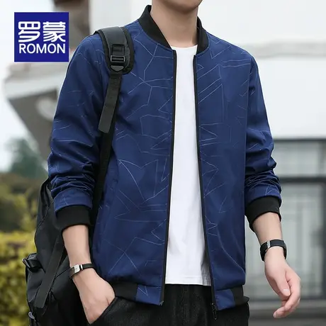 罗蒙棒球服外套男春秋季2023年新款潮牌男士秋装立领夹克休闲上衣商品大图