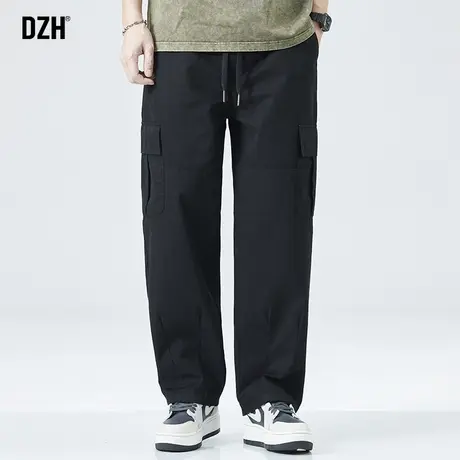 男士黑色工装裤子男直筒宽松春夏款2023新款纯棉休闲长裤潮牌男裤商品大图
