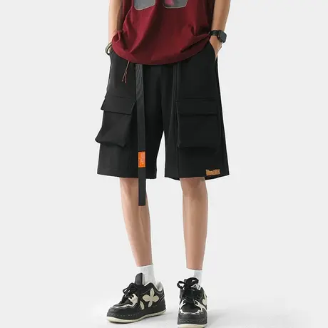 男士黑色工装短裤男夏季潮牌薄款冰丝五分裤2023新款休闲裤子男款商品大图