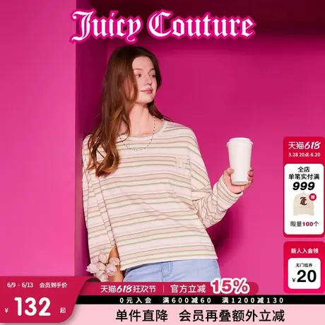 Juicy Couture橘滋针织衫女2025年春新款条纹休闲圆领长袖上衣图片