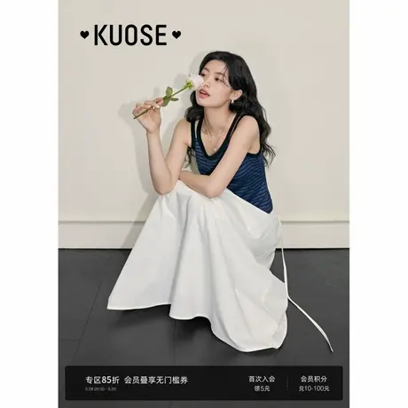 阔色深蓝色无袖针织背心吊带女2025夏季新款小个子修身显瘦上衣图片