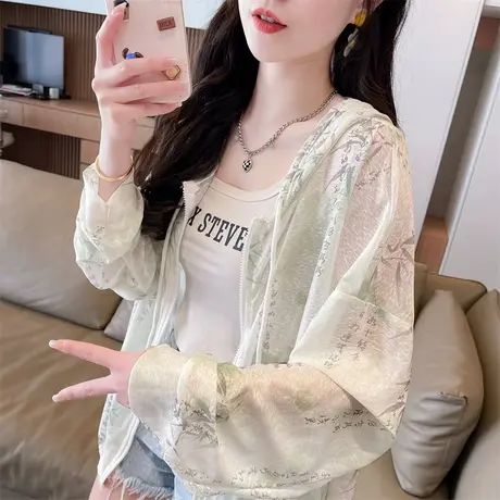 户外透气防晒衣女夏季宽松大码女装中国风薄款冰丝凉感开衫外套潮商品大图
