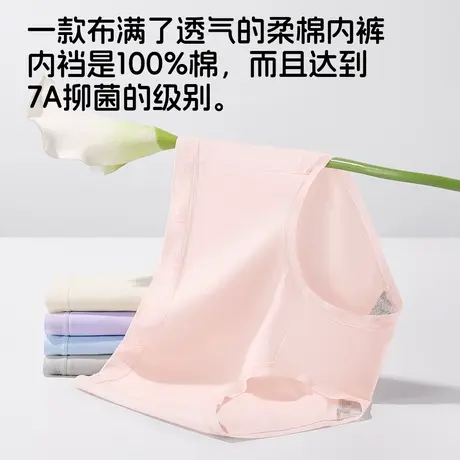Lee李牌抗菌舒适全棉透气吸汗无痕高弹简约四季款女士三角内裤商品大图