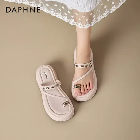 Daphne/达芙妮2025夏季新款休闲拖鞋舒适百搭厚底增高户外拖鞋女图片