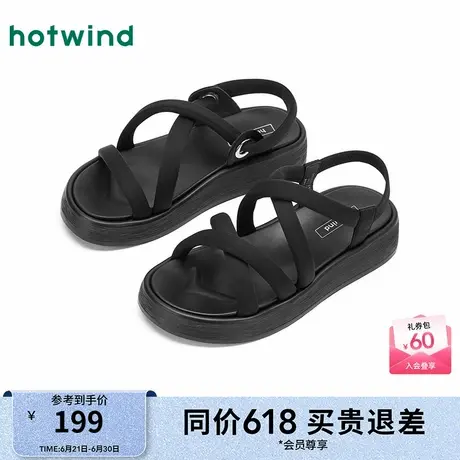 热风黑色时装鞋子女鞋25夏新款女士时尚凉鞋露趾百搭配裙子图片