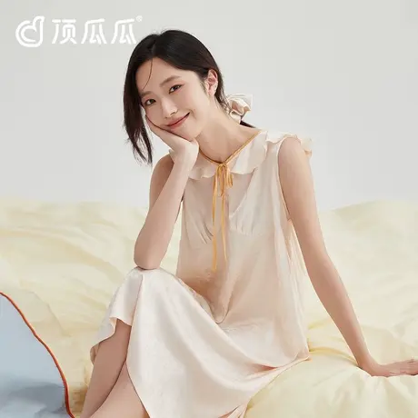 顶瓜瓜睡裙女款夏季薄款短袖裙家居服可外穿纯色睡衣女25新顶呱呱商品大图
