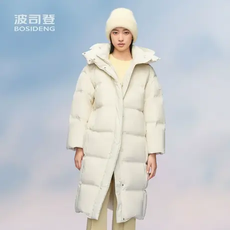 波司登轻盈长款羽绒服女保暖连帽外套百搭通勤蓬松商品大图