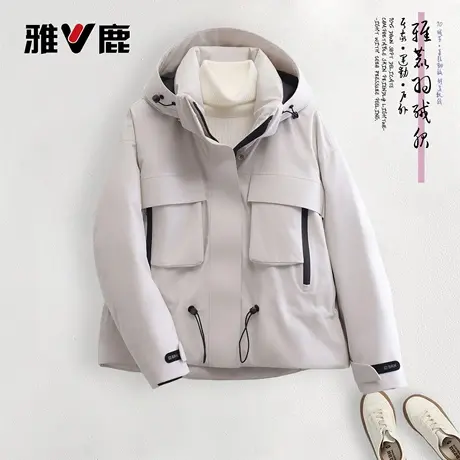 雅鹿官方冬季连帽冲锋衣女士春秋宽松休闲夹克时尚洋气外套羽绒服商品大图