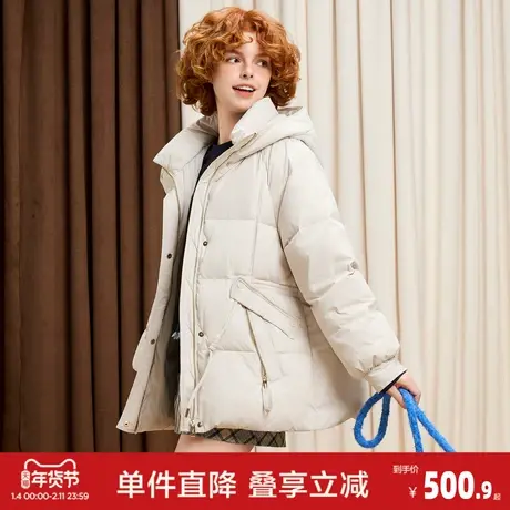 唐狮2026冬季短款羽绒服女连帽好看小清新气质少女风保暖羽绒外套图片