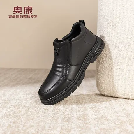 奥康 男鞋2025冬季新款乐福鞋加绒保暖舒适一脚蹬爸爸棉鞋驾车鞋商品大图
