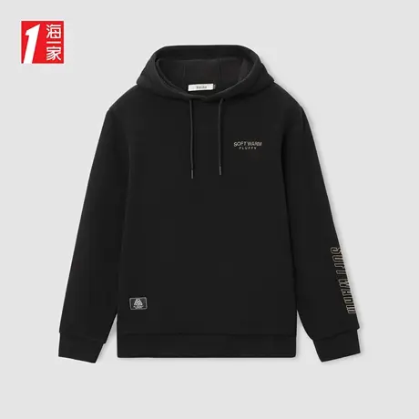 海一家时尚字母绣花套头衫2023冬季新款休闲连帽青年男士卫衣图片