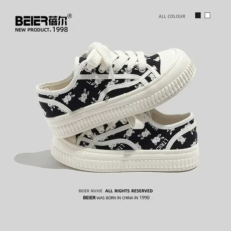 蓓尔小兔子饼干鞋2023春季新款韩版低帮帆布鞋女学生小白鞋休闲鞋商品大图