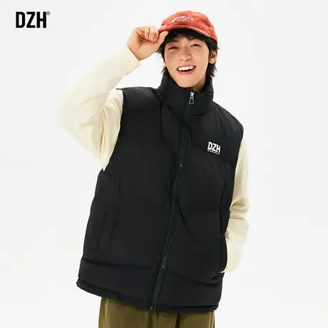 DZH男生棉马甲男冬季加厚外穿黑色棉服男款无袖马夹男式2023新款商品大图