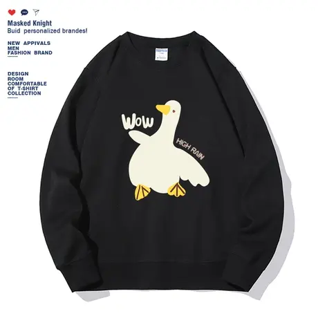 潮牌日系卡通大鹅印花卫衣男秋季复古情侣百搭休闲宽松圆领上衣商品大图