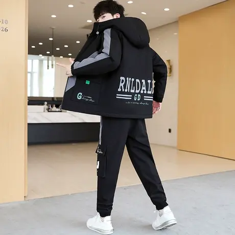 夹克外套男士春秋季青少年2023新款休闲宽松套装学生衣服一套工装商品大图