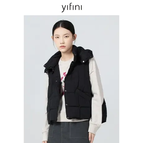 Yifini/易菲连帽宽松羽绒短款马夹女秋冬新款外搭马甲外套图片