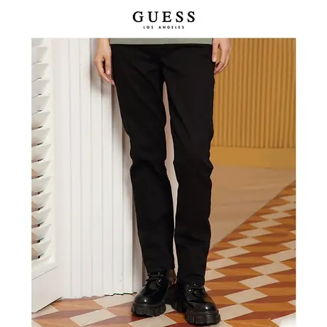 【38上新季】GUESS 纯色高腰通勤微弹学院风休闲宽松直筒裤长裤商品大图