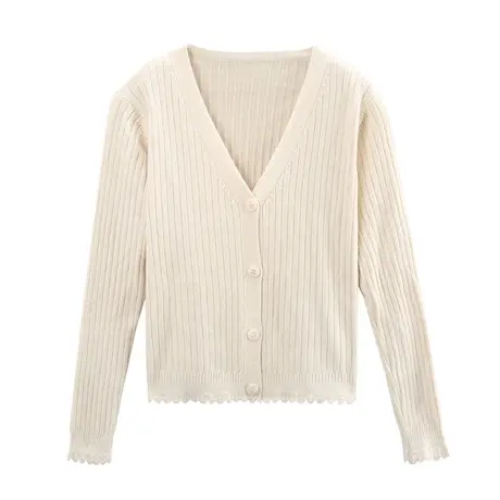 时尚气质V领打底针织开衫2023年秋新款淑女温柔宽松显瘦通勤上衣商品大图