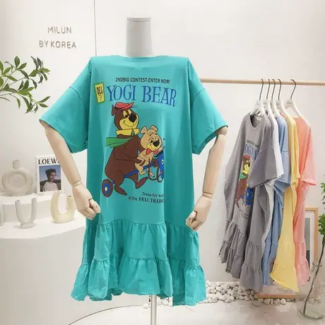 韩国东大门连衣裙2022夏季新款ins休闲甜美荷叶边裙子大码显瘦潮图片