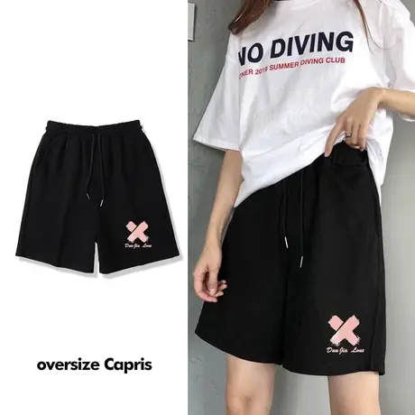 阔腿短裤女夏季休闲美式复古街头风宽松显瘦5五分裤大码裤子ins潮商品大图