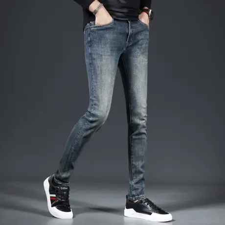 秋季牛仔裤男2023新款修身小脚高端潮流弹力男士裤子百搭休闲长裤商品大图