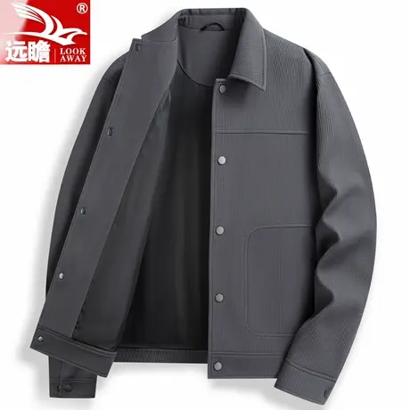 男士时尚休闲夹克衫2023秋季潮流百搭翻领外套华夫格春秋上衣男款商品大图