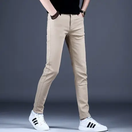 男士卡其色休闲牛仔裤男款秋冬潮流裤子2023新款裤子潮流潮牌弹力商品大图