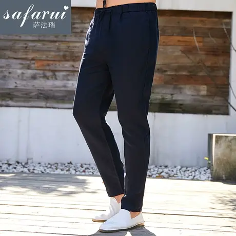 亚麻休闲裤薄款夏季宽松裤子麻料男士棉麻长裤松紧腰男裤小脚新款图片