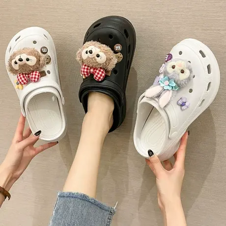 2023年凉拖鞋女夏外穿包头松糕洞洞鞋女可爱防滑高跟时尚沙滩拖鞋商品大图