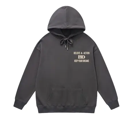 潮牌设计感小众字母加绒连帽卫衣男生复古vibe高街宽松套头上衣潮商品大图