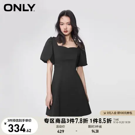 【买5免1】ONLY奥莱2023夏季新款时尚显瘦灯笼袖短款方领牛仔连衣图片