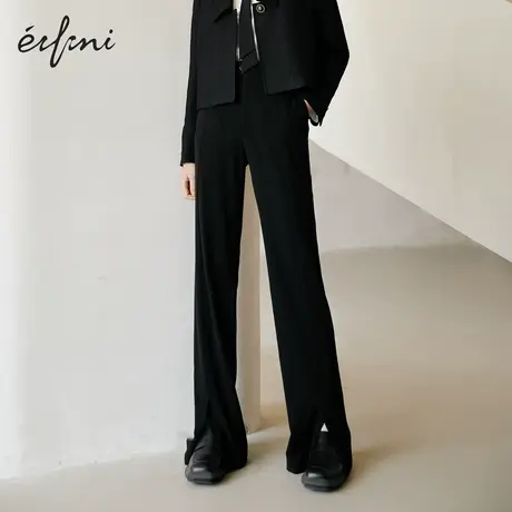 【👨商场同款】👩伊芙丽2021年新款高腰开叉微喇裤女休闲裤1CA352411图片