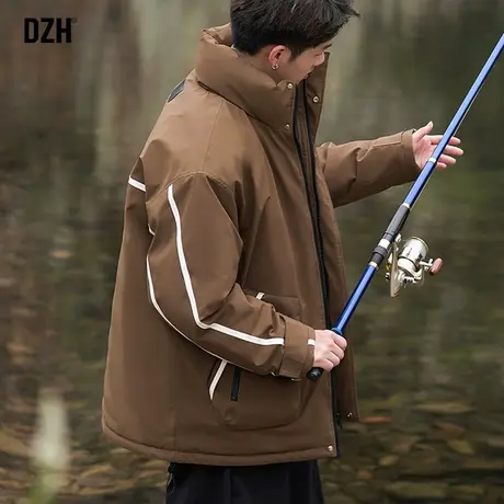 男士咖色潮牌棉服外套男冬款美式棉衣男款冬季2024年新款加厚棉袄商品大图