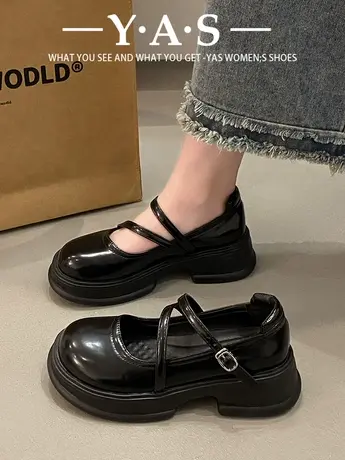 jk百搭棕色圆头厚底小皮鞋女2024新款春季复古英伦风日系玛丽珍单图片