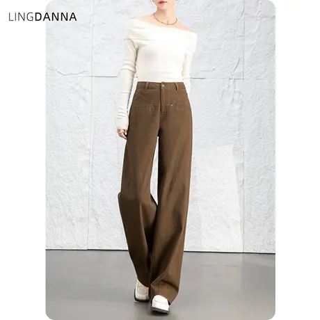 香蕉镰刀裤高腰牛仔裤女2025新款春秋显瘦裤子女窄版阔腿裤直筒裤商品大图