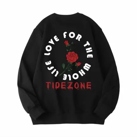 Ohlyah圆圈字母红玫瑰纯棉卫衣男2023秋新款潮牌港风休闲情侣外套商品大图