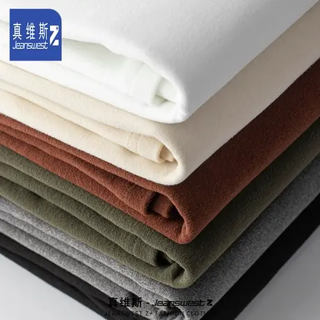 真维斯Z男士半高领打底衫2024春季新款休闲长袖双面德绒保暖上衣H商品大图