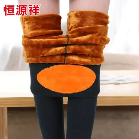 恒源祥打底裤女冬加绒加厚棉裤显瘦外穿黑色高腰踩脚保暖羊毛裤袜商品大图