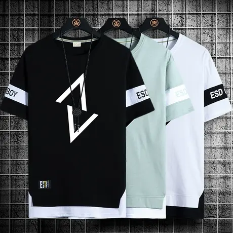 夏季短袖t恤男潮牌2023新款纯棉半袖男士体恤衫潮流帅气宽松衣服T商品大图